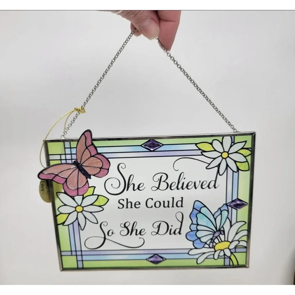 The Bradford Exchange She Believed She Could Suncatcher 7x5 Multicolor Butterfly